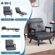 4-in-1 Velvet-Feel Single Chair Bed, with Pillow - Charcoal Grey