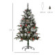 4FT Artificial Snow Dipped Christmas Tree Xmas Pencil Tree Holiday Home Party Decoration with Foldable Feet Red Berries White Pi