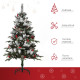 4FT Artificial Snow Dipped Christmas Tree Xmas Pencil Tree Holiday Home Party Decoration with Foldable Feet Red Berries White Pi