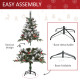 4FT Artificial Snow Dipped Christmas Tree Xmas Pencil Tree Holiday Home Party Decoration with Foldable Feet Red Berries White Pi