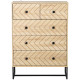 5 Drawer Chest Sideboard Cabinet Storage Unit Bedroom Home Unique Zigzag Design w/ Black Metal Handles Anti Tip &amp; Top