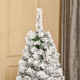 5FT Prelit Artificial Snow Flocked Christmas Tree with Warm White LED Light, Holiday Home Xmas Decoration, Green White