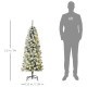 5FT Prelit Artificial Snow Flocked Christmas Tree with Warm White LED Light, Holiday Home Xmas Decoration, Green White