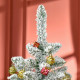 5 Ft Snow Flocked Artificial Christmas Tree Xmas Pine Tree with Realistic Branches, Auto Open and Steel Base, Green