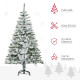 5 Ft Snow Flocked Artificial Christmas Tree Xmas Pine Tree with Realistic Branches, Auto Open and Steel Base, Green