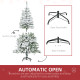 5 Ft Snow Flocked Artificial Christmas Tree Xmas Pine Tree with Realistic Branches, Auto Open and Steel Base, Green