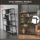 5 Tier Book Shelf with Sliding Mesh Doors, Industrial Storage Shelves, Metal Shelving Unit for Living Room, Study, Bedroom, Grey