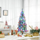 5FT Tall Prelit Pencil Slim Artificial Christmas Tree with Realistic Branches, 250 Colourful LED Lights and 408 Tips, Xmas Decor