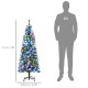 5FT Tall Prelit Pencil Slim Artificial Christmas Tree with Realistic Branches, 250 Colourful LED Lights and 408 Tips, Xmas Decor