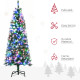 5FT Tall Prelit Pencil Slim Artificial Christmas Tree with Realistic Branches, 250 Colourful LED Lights and 408 Tips, Xmas Decor