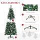 5FT Tall Prelit Pencil Slim Artificial Christmas Tree with Realistic Branches, 250 Colourful LED Lights and 408 Tips, Xmas Decor