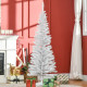 5ft Unlit Artificial Christmas Tree, Pencil Slim Xmas Tree with Solid Stand and Realistic Branches, White