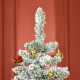 6 Ft Snow Flocked Artificial Christmas Tree Xmas Pine Tree with Realistic Branches, Auto Open and Steel Base, Green