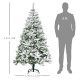 6 Ft Snow Flocked Artificial Christmas Tree Xmas Pine Tree with Realistic Branches, Auto Open and Steel Base, Green