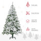 6 Ft Snow Flocked Artificial Christmas Tree Xmas Pine Tree with Realistic Branches, Auto Open and Steel Base, Green