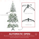 6 Ft Snow Flocked Artificial Christmas Tree Xmas Pine Tree with Realistic Branches, Auto Open and Steel Base, Green