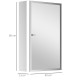 Stainless Steel Wall mounted Bathroom Mirror Cabinet 2 Shelves Storage Unit Furniture w/Single Door (60H x 40L x 13D (cm))