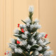 6FT Artificial Snow Dipped Christmas Tree Xmas Pencil Tree Holiday Home Party Decoration with Foldable Feet Red Berries White Pi