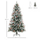 6FT Artificial Snow Dipped Christmas Tree Xmas Pencil Tree Holiday Home Party Decoration with Foldable Feet Red Berries White Pi