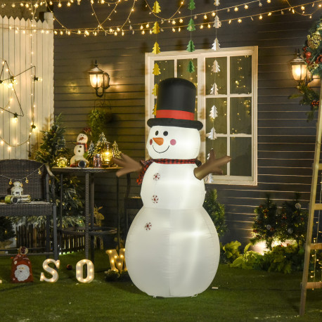 6ft Giant Inflatable Snowman Christmas Decoration w/ LED Lights Accessories Cute Family Fun Seasonal Outdoor Indoor