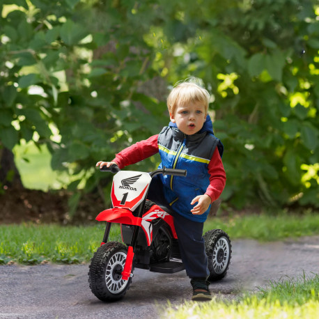 6V Kids Motorbike, Three-Wheel Kids Electric Bike with Horn, Startup Sound for Ages 18-36 Months - Red