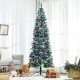 7&#039; Tall Prelit Pencil Slim Artificial Christmas Tree w/ Realistic Branches, 350 Colourful LED Lights &amp; 818 Tips, Xmas Decoration