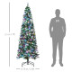 7&#039; Tall Prelit Pencil Slim Artificial Christmas Tree w/ Realistic Branches, 350 Colourful LED Lights &amp; 818 Tips, Xmas Decoration