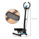 Adjustable Twist Stepper Fitness Step Machine, LCD Screen, Height-Adjust Handlebars, Home Gym, Black and Blue