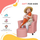 AIYAPLAY 2PCs Kids Sofa Set with Footrest, for Playroom, Bedroom, Pink