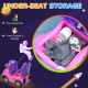 AIYAPLAY 3 in 1 Ride on Push Car, Cartoon Robot Theme Foot to Floor Slider w/ Handle Light Music Horn, Storage - Pink