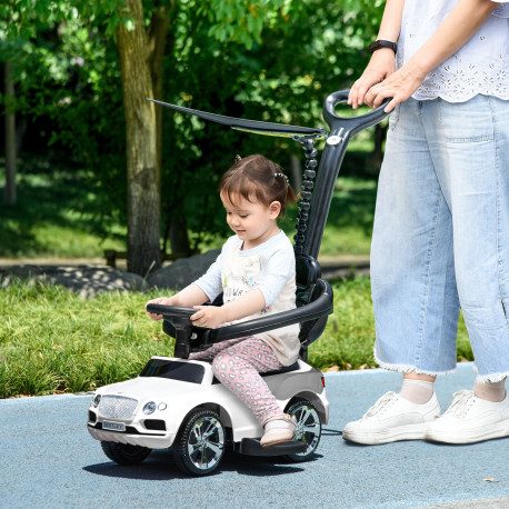 AIYAPLAY Bentley Bentayga Licensed 3-in-1 Baby Push Car,  Ride on Car Sliding Car with Canopy, Horn Music - White