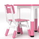 AIYAPLAY Height Adjustable Toddler Table and Chair Set, 3 Pcs Children Activity Table w/ 2 Chairs, for Playroom, Bedroom - Pink