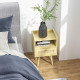 Set of Two Rattan Weave Bedside Tables - Wood Effect