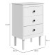 Set of Two Three-Drawer Modern Bedside Tables - White