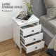 Set of Two Three-Drawer Modern Bedside Tables - White