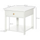 Bedside Table with Drawer and Bottom Shelf, Square Side End Table for Bedroom, Living Room, White