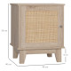 Bedside Table, Bedside Cabinet with Storage Cupboard, Side End Table with Rattan Element for Living Room, Bedroom, Natural