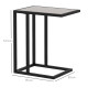 C Shape Bedside Table w/Metal Frame Marble-Effect Top Sofa Narrow Snack End Table for Living Room, Grey