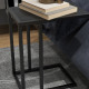 C Shape Bedside Table w/Metal Frame Wood-Effect Top Sofa Narrow Snack End Table for Living Room, Black