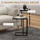 C Shape Bedside Table w/Metal Frame Wood-Effect Top Sofa Narrow Snack End Table for Living Room, Black