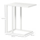 C Shape Bedside Table w/Metal Frame Wood-Effect Top Sofa Narrow Snack End Table for Living Room, White