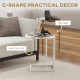 C Shape Bedside Table w/Metal Frame Wood-Effect Top Sofa Narrow Snack End Table for Living Room, White