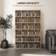 CD Storage Unit with Adjustable Shelves, 89 x 130.5 cm, Natural Wood Finish