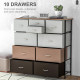 Bedroom Chest of Drawers, 10 Drawer Dresser with Foldable Fabric Drawers and Steel Frame, Multicolour