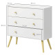 Chest of Drawers, 3-Drawer Storage Organiser Unit with Wood Legs for Bedroom, Living Room, White