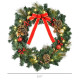 60cm Pre-Lit Artificial Christmas Door Wreath Holly LED Decor Pine Cones Hanging Glittered Festival Indoor Outdoor Decoration