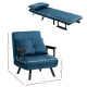 4-in-1 Velvet-Feel Single Chair Bed, with Pillow - Navy Blue