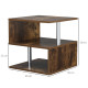 Wooden S Shape Cube Coffee Table 2 Tier Storage Shelves Organizer Office Bookcase Living Room End Desk Stand Display (Rustic Bro