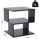 Side Table Square Coffee Table Modern End Table with 2 Tier Storage Shelves for Living Room, Bedroom, Black