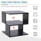 Side Table Square Coffee Table Modern End Table with 2 Tier Storage Shelves for Living Room, Bedroom, Black